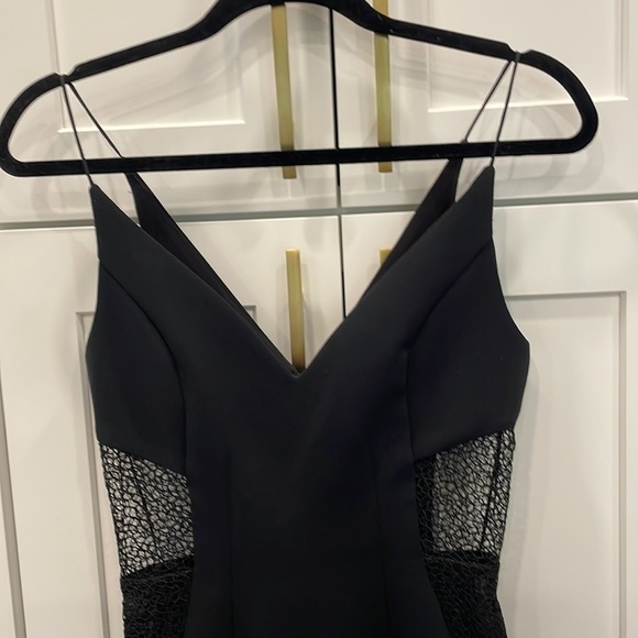 Nicholas Crepe Insert Midi Black Dress - Picture 2 of 16